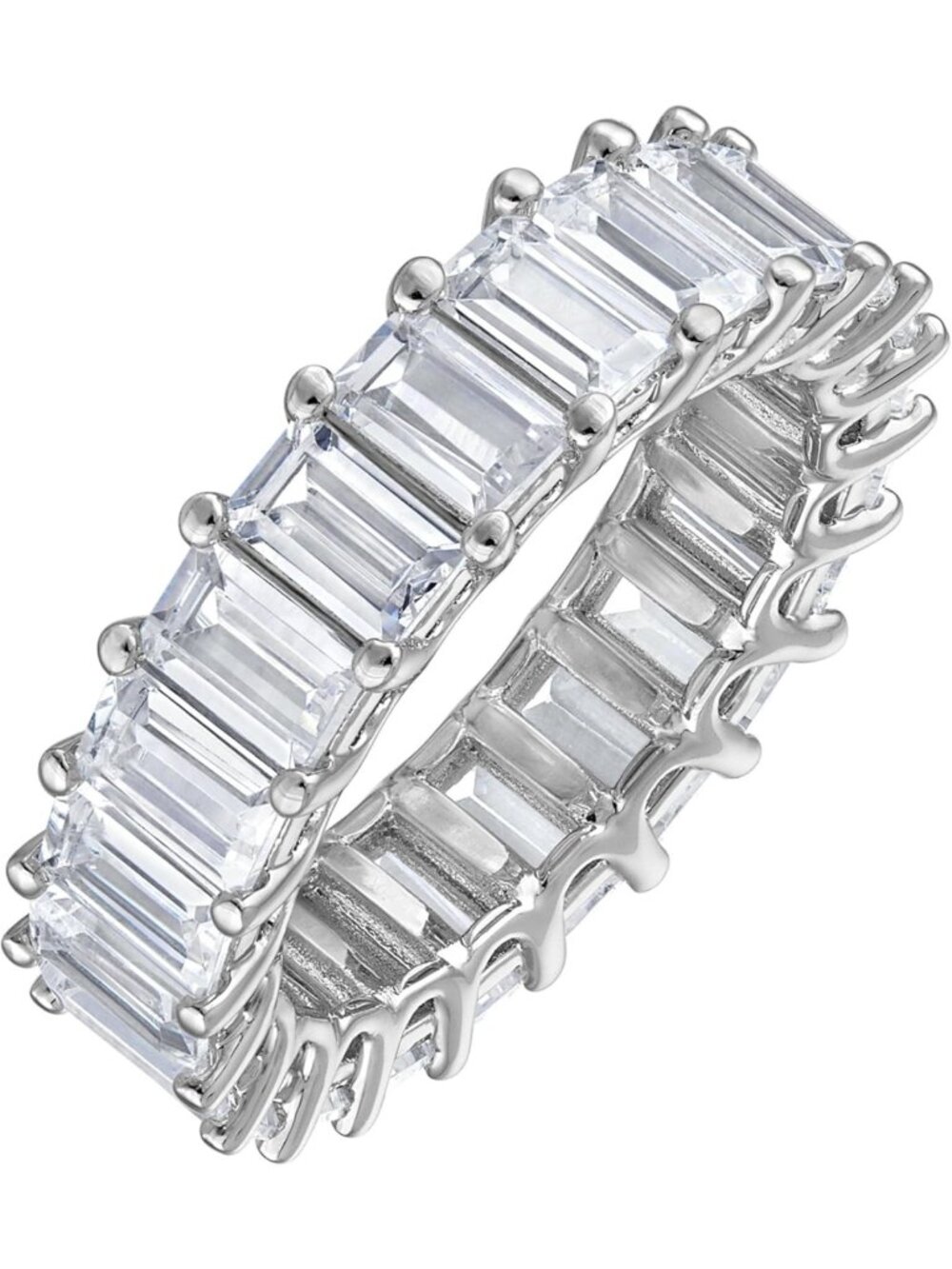 Elegant White Gold Plated Eternity Band Ring for Women - Stackable CZ Jewelry